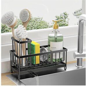 NIB - Cisily Black Sponge Holder for Kitchen Sink Caddy Organizer Coated Steel